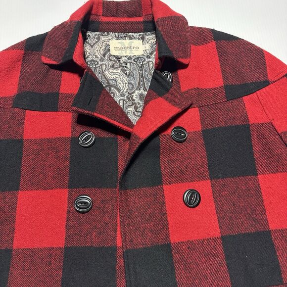 Maestro Red Buffalo Plaid Cape Coat Size M Sherlock Holmes Style Wool Blend NWT - Picture 4 of 8